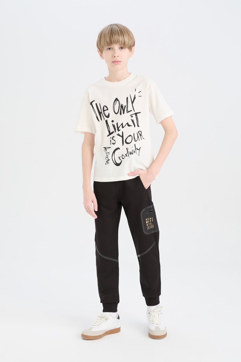 DeFacto Black Boy Boy Printed Elastic Waist Leg Sweatpants Casual - Image 5